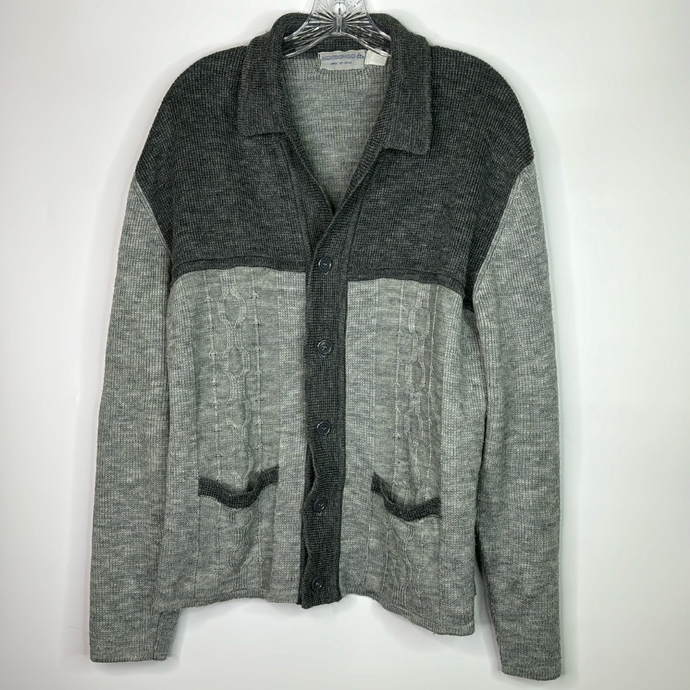 Vintage Munsingwear Grey Button Front Cardigan Sweater Size Large